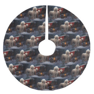 Falda Para El Árbol De Navidad De Poliéster Decoración de los Navidades Poodle Snowy Sleigh