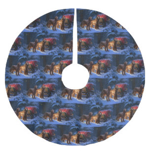 Falda Para El Árbol De Navidad De Poliéster Decoración de los Navidades Snowy Sleigh de los Re