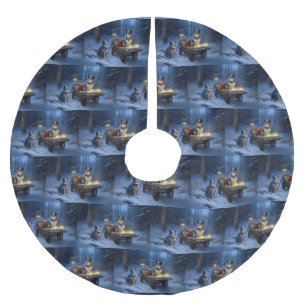 Falda Para El Árbol De Navidad De Poliéster Decoración de Navidades de Blue Heeler Snowy Sleig