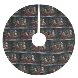 Falda Para El Árbol De Navidad De Poliéster Decoración de Navidades de Cocker Spaniel Snowy Sl