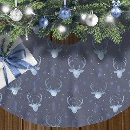 Falda Para El Árbol De Navidad De Poliéster Deer Antlers Flechas Navidades Patrón Azul ID861