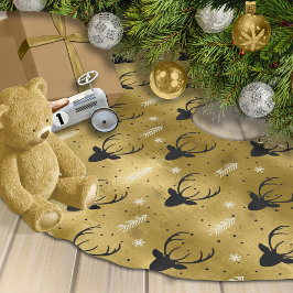 Falda Para El Árbol De Navidad De Poliéster Deer Antlers Flechas Navidades Patrón de oro ID861