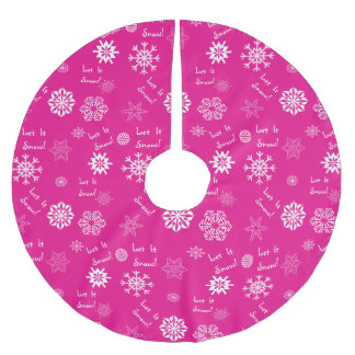 Falda Para El Árbol De Navidad De Poliéster Deja que nieve rosa caliente