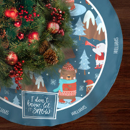 Falda Para El Árbol De Navidad De Poliéster Dejemos que nieve cuela animal con nombres Navidad