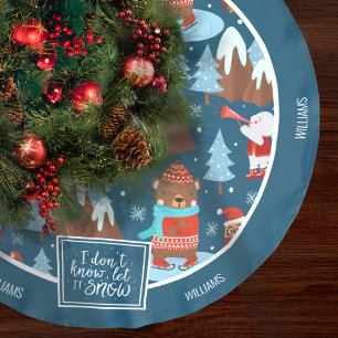 Falda Para El Árbol De Navidad De Poliéster Dejemos que nieve cuela animal con nombres Navidad