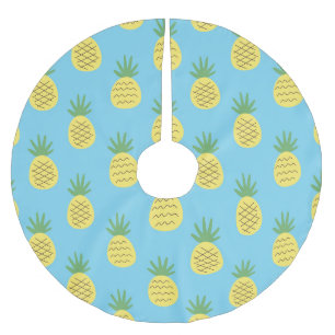 Falda Para El Árbol De Navidad De Poliéster Delight de piña: Impresión de frutas tropicales