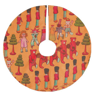 Falda Para El Árbol De Navidad De Poliéster Desfile de juguetes navideños antiguos 1907 Revist
