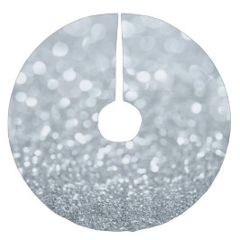 Falda Para El Árbol De Navidad De Poliéster Destello Glam Brillo Bokeh Plateado Blanco Brillan
