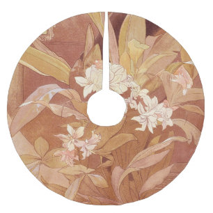 Falda Para El Árbol De Navidad De Poliéster Detalle floral Art Nouveau de Alphonse Mucha