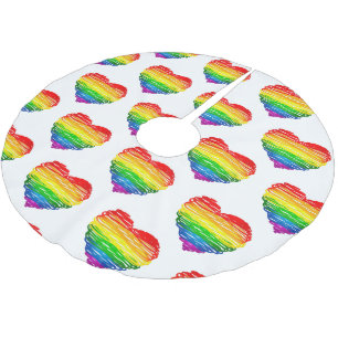 Falda Para El Árbol De Navidad De Poliéster Dibujo de la forma del corazón garabateado por el