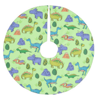 Falda Para El Árbol De Navidad De Poliéster Dinosaurios Cuidados, Estilo Personalizado.
