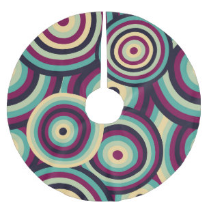 Falda Para El Árbol De Navidad De Poliéster Discos retro azul púrpura, patrón abstracto.
