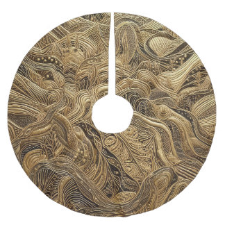 Falda Para El Árbol De Navidad De Poliéster Diseño abstracto acolchado en dorado