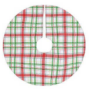 Falda Para El Árbol De Navidad De Poliéster Diseño de Cuadro Escocés de Franela de Navidad - B