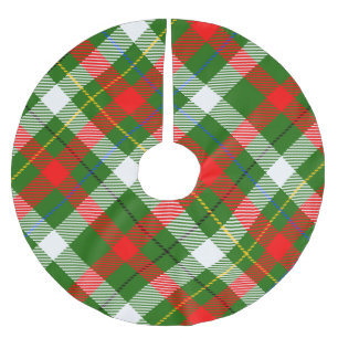 Falda Para El Árbol De Navidad De Poliéster Diseño de cuadros de franela roja verde blanca de