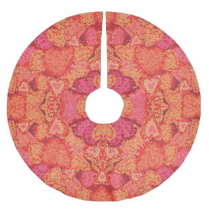 Falda Para El Árbol De Navidad De Poliéster Diseño de fondo de corazones de mosaico coloridos 
