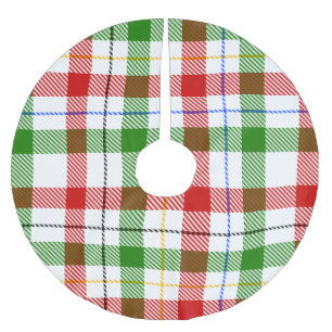 Falda Para El Árbol De Navidad De Poliéster Diseño de franela a cuadros rojo verde blanco de N