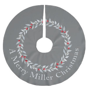 Falda Para El Árbol De Navidad De Poliéster Diseño de la corona simple para Navidades: gris y