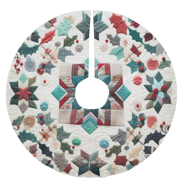 Falda Para El Árbol De Navidad De Poliéster Diseño de Navidad acolchado (Anverso)