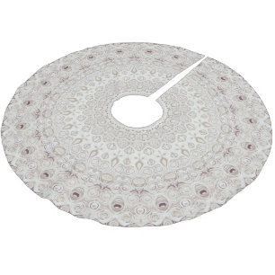 Falda Para El Árbol De Navidad De Poliéster Diseño de patrón de mandala beige y taupe