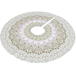 Falda Para El Árbol De Navidad De Poliéster Diseño de patrón de mandala floral rosa y verde
