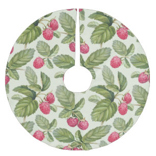 Falda Para El Árbol De Navidad De Poliéster Diseño de patrón sin foco de frambuesa de color ag