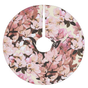 Falda Para El Árbol De Navidad De Poliéster Diseño de patrones florales de acuarela