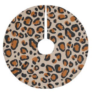 Falda Para El Árbol De Navidad De Poliéster Diseño de piel de leopardo, patrón sin fisuras.