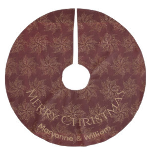 Falda Para El Árbol De Navidad De Poliéster Diseño de Swirls Red Tan Personalizado