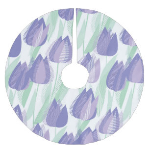 Falda Para El Árbol De Navidad De Poliéster Diseño de tulipanes: floral violeta pálida.
