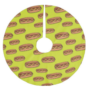 Falda Para El Árbol De Navidad De Poliéster Diseño divertido de la comida de perrito caliente