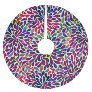 Falda Para El Árbol De Navidad De Poliéster Diseño floral abstracto colorido