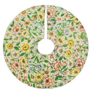 Falda Para El Árbol De Navidad De Poliéster Diseño floral tradicional de primavera india