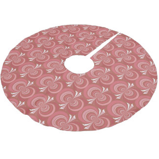 Falda Para El Árbol De Navidad De Poliéster Diseño fractal circular rojo y blanco