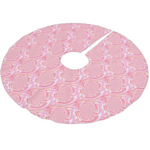 Falda Para El Árbol De Navidad De Poliéster Diseño fractal moderno rosa y rojo