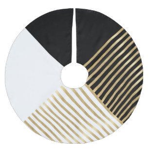 Falda Para El Árbol De Navidad De Poliéster Diseño moderno de franjas de oro geométricas de 