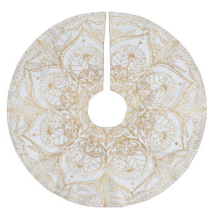Falda Para El Árbol De Navidad De Poliéster Diseño moderno de mármol dorado Mandala
