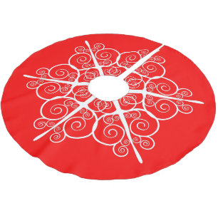 Falda Para El Árbol De Navidad De Poliéster Diseño Ornate Elegante y Estiloso Rojo Brillante