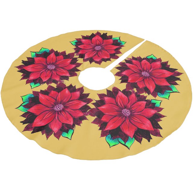 Falda Para El Árbol De Navidad De Poliéster Diseño ROJO CLÁSICO del POINSETTIA (Angular)