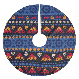 Falda Para El Árbol De Navidad De Poliéster Diseño tribal: Modelo multifuncional sin foco.