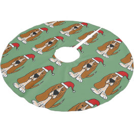Falda Para El Árbol De Navidad De Poliéster Diversión Basset Hound en falda del árbol de