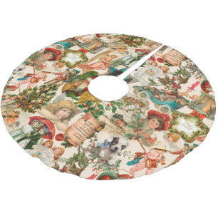 Falda Para El Árbol De Navidad De Poliéster Divertido, festivo y colorido época de Navidad vin