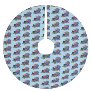 Falda Para El Árbol De Navidad De Poliéster Divertido tiburón viendo al personalizado de telev