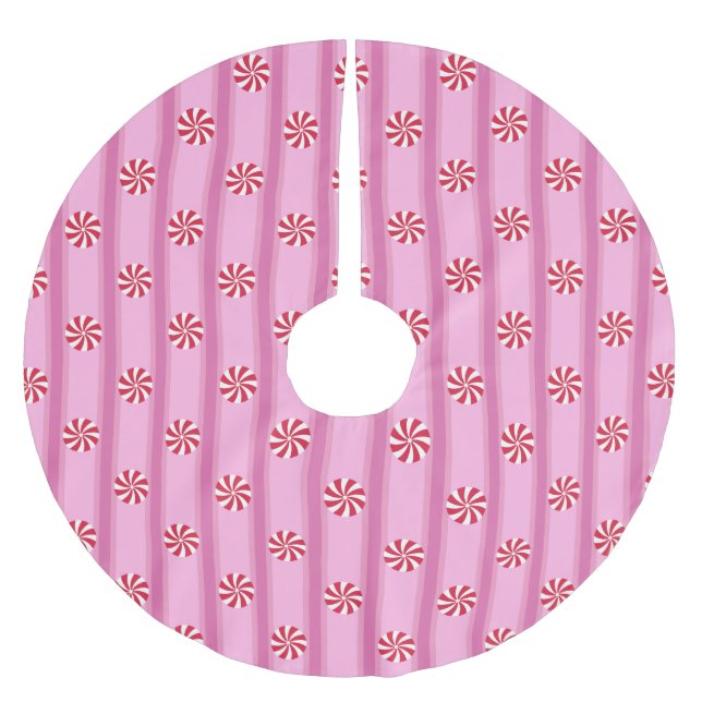 Falda Para El Árbol De Navidad De Poliéster Divertidos y Navidades rosas pimienta dulce (Anverso)