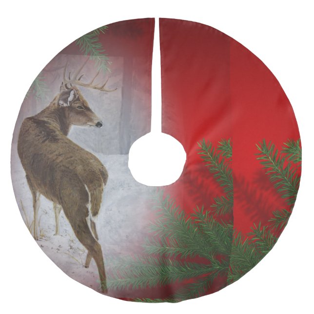 Falda Para El Árbol De Navidad De Poliéster Dólar de la cola blanca (Anverso)