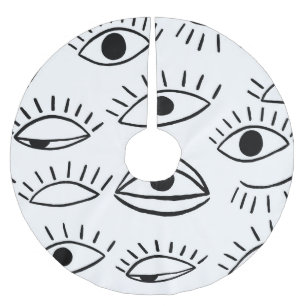 Falda Para El Árbol De Navidad De Poliéster Doodle eye, patrón creativo sin costuras.