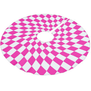 Falda Para El Árbol De Navidad De Poliéster Dormitorio retro-rosado de cheques con alambre en 