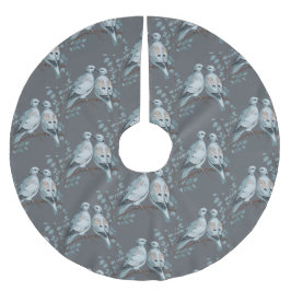 Falda Para El Árbol De Navidad De Poliéster Dos palomas de tortuga estilo esténcil de corte