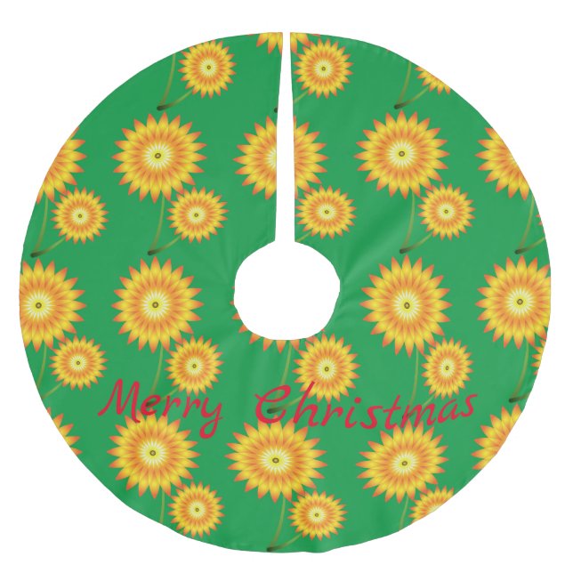 Falda Para El Árbol De Navidad De Poliéster Dos plantas de girasol Thunder_Cove (Anverso)