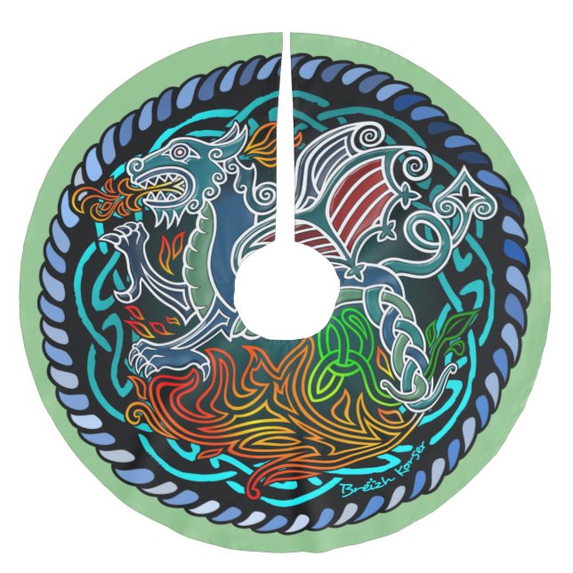 Falda Para El Árbol De Navidad De Poliéster Dragon celtique (Anverso)